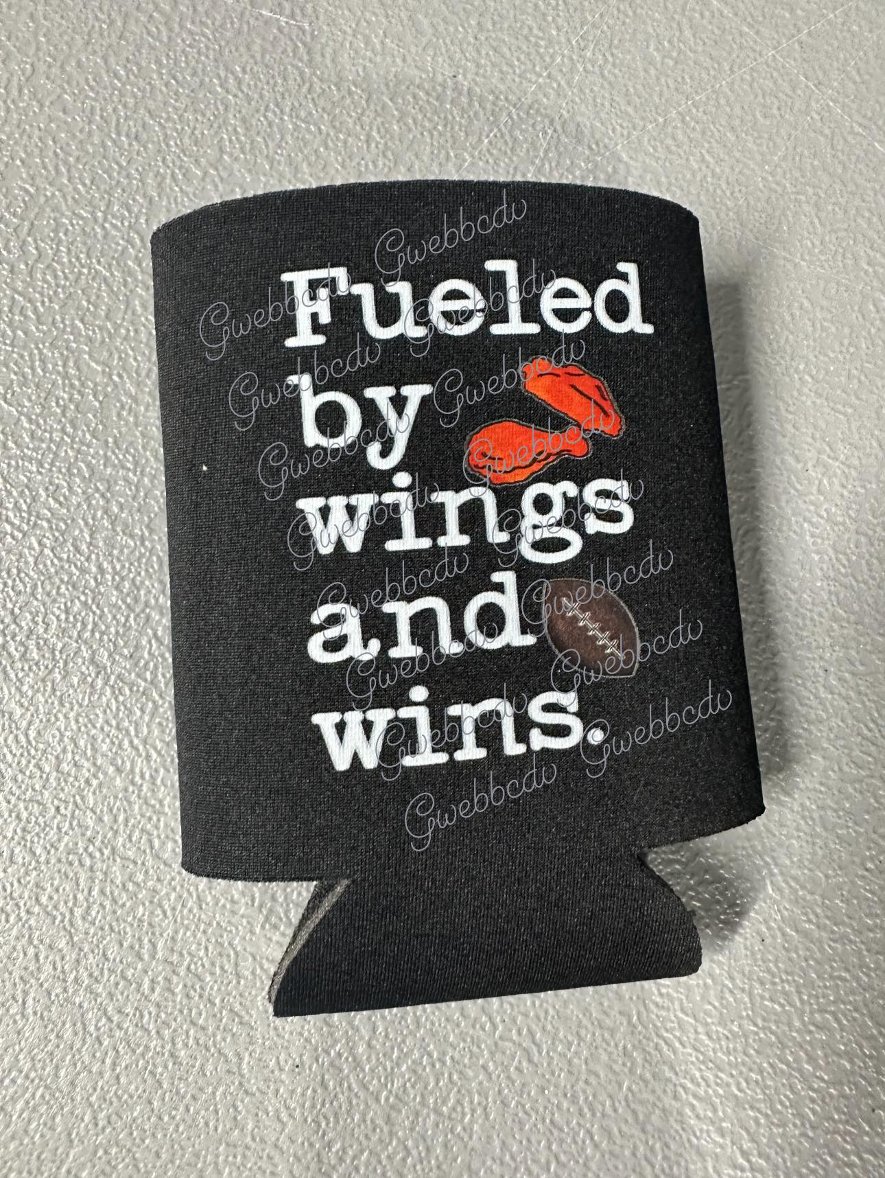 Fueled By Wings And Wins Football Koozie