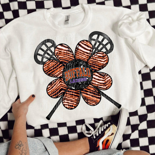 Buffalo lacrosse glitter flower crewneck