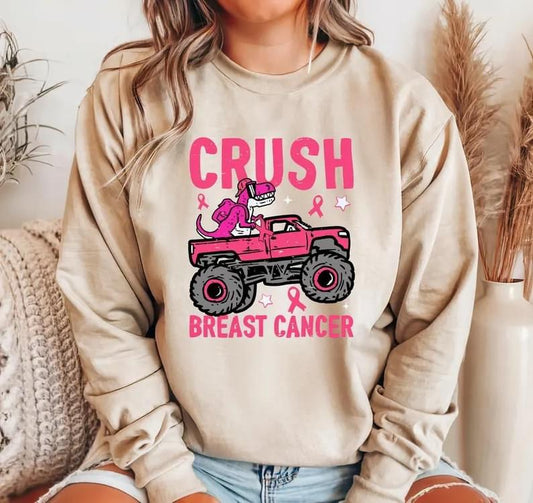 Dino Truck October Wear Pink Crewneck