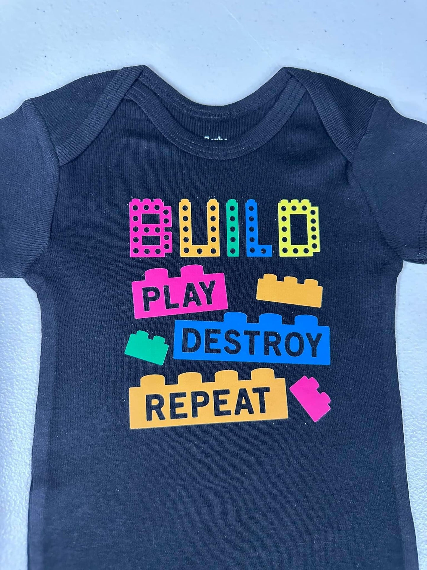 Build Play Destroy Repeat Onesie