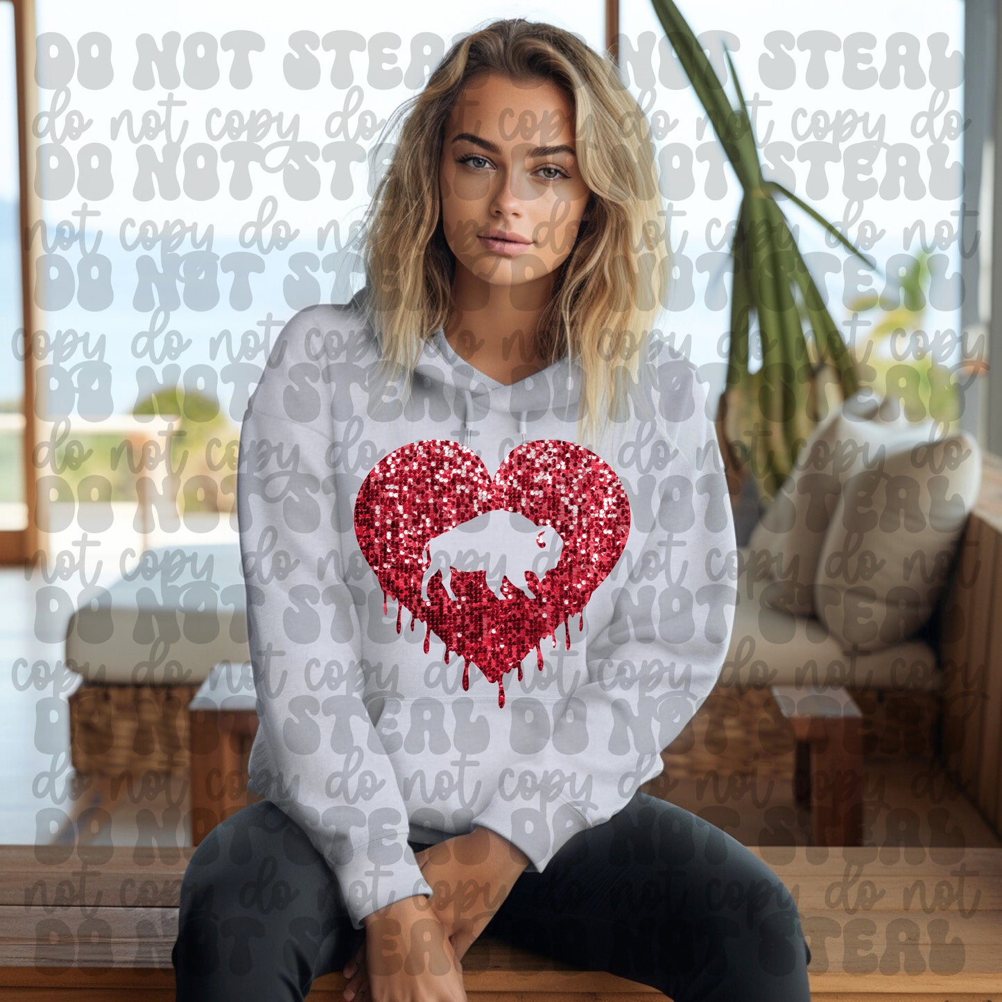 Buffalo Heart Faux Sequin